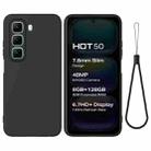 For Infinix Hot 50 4G Solid Color Liquid Silicone Dropproof Full Coverage Phone Case(Black) - 1