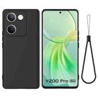 For vivo Y200 Pro Solid Color Liquid Silicone Dropproof Full Coverage Phone Case(Black) - 1