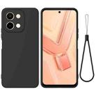 For vivo Y28 4G Solid Color Liquid Silicone Dropproof Full Coverage Phone Case(Black) - 1