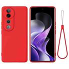 For vivo V40 Pro Solid Color Liquid Silicone Dropproof Full Coverage Phone Case(Red) - 1