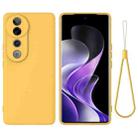 For vivo V40 Pro Solid Color Liquid Silicone Dropproof Full Coverage Phone Case(Yellow) - 1