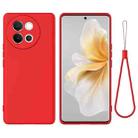 For vivo V40 Lite Solid Color Liquid Silicone Dropproof Full Coverage Phone Case(Red) - 1