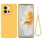 For vivo V40 Lite Solid Color Liquid Silicone Dropproof Full Coverage Phone Case(Yellow) - 1