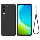 For vivo Y04 4G / Y29s 5G / Y19e India Solid Color Liquid Silicone Dropproof Full Coverage Phone Case(Black) - 1