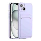 For iPhone 15 Card Slot Design Shockproof TPU Phone Case(Purple) - 1