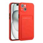 For iPhone 15 Card Slot Design Shockproof TPU Phone Case(Red) - 1