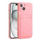 For iPhone 15 Plus Card Slot Design Shockproof TPU Phone Case(Pink) - 1
