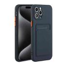 For iPhone 15 Pro Card Slot Design Shockproof TPU Phone Case(Dark Blue) - 1