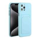 For iPhone 15 Pro Card Slot Design Shockproof TPU Phone Case(Sky Blue) - 1