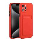 For iPhone 15 Pro Card Slot Design Shockproof TPU Phone Case(Red) - 1