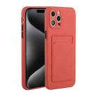 For iPhone 15 Pro Card Slot Design Shockproof TPU Phone Case(Plum Red) - 1