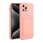 For iPhone 15 Pro Card Slot Design Shockproof TPU Phone Case(Pink) - 1