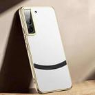 For Samsung Galaxy S22 5G Gilt Leather Electroplated Phone Case(White) - 1