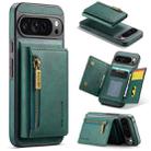 For Google Pixel 9 Pro XL DG.MING M5 Series Zip RFID Multi Card Detachable Leather Phone Case(Green) - 1