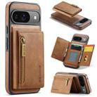 For Google Pixel 9 / 9 Pro DG.MING M5 Series Zip RFID Multi Card Detachable Leather Phone Case(Brown) - 1