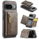 For Google Pixel 9 / 9 Pro DG.MING M5 Series Zip RFID Multi Card Detachable Leather Phone Case(Coffee) - 1