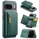 For Google Pixel 9 / 9 Pro DG.MING M5 Series Zip RFID Multi Card Detachable Leather Phone Case(Green) - 1