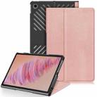 For Lenovo Tab Plus 11.5 TB351FU Custer Pure Color 3-folding Leather Tablet Case(Rose Gold) - 1