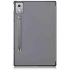 For Lenovo Tab P12 12.7 2025 Custer Pure Color 3-folding Leather Smart Tablet Case(Grey) - 3