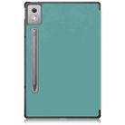 For Lenovo Tab P12 12.7 2025 Custer Pure Color 3-folding Leather Smart Tablet Case(Green) - 3