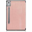 For Lenovo Tab P12 12.7 2025 Custer Pure Color 3-folding Leather Smart Tablet Case(Rose Gold) - 3