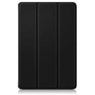 For Lenovo Tab 10.1 2025 Custer Pure Color 3-folding Leather Smart Tablet Case(Black) - 2