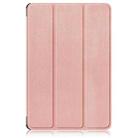 For Lenovo Tab 10.1 2025 Custer Texture 3-Fold Holder Leather Smart Tablet Case(Rose Gold) - 2
