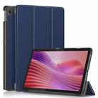 For Lenovo Tab 10.1 2025 Custer Texture 3-Fold Holder Leather Smart Tablet Case(Dark Blue) - 1