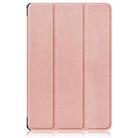 For Lenovo Tab Idea 11 /Xiaoxin Pad 2025 Custer Texture 3-Fold Holder Leather Smart Tablet Case(Rose Gold) - 2