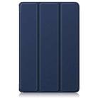 For Lenovo Tab Idea 11 /Xiaoxin Pad 2025 Custer Texture 3-Fold Holder Leather Smart Tablet Case(Dark Blue) - 2
