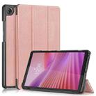 For Lenovo Tab One 8.7 / K9 2025 Custer Texture 3-Fold Holder Leather Smart Tablet Case(Rose Gold) - 1