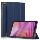 For Lenovo Tab One 8.7 / K9 2025 Custer Texture 3-Fold Holder Leather Smart Tablet Case(Dark Blue) - 1