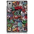For Lenovo Tab Idea 11 /Xiaoxin Pad 2025 Custer Painted 3-Fold Holder Leather Smart Tablet Case(Graffiti) - 3