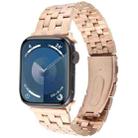 For Apple Watch SE 2023 44mm 22mm Ultra-thin Five Beads Stainless Steel Watch Band(Rose Gold) - 1