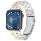 For Apple Watch SE 2023 44mm 22mm Ultra-thin Five Beads Stainless Steel Watch Band(Silver Rose Gold) - 1