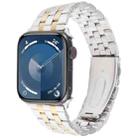 For Apple Watch Series 9 45mm 22mm Ultra-thin Five Beads Stainless Steel Watch Band(Silver Gold) - 1