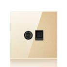 86mm Round LED Tempered Glass Switch Panel, Gold Round Glass, Style:Telephone-TV Socket - 1