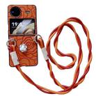 For vivo X Flip Impression Camellia Pattern Protective Phone Case with Long Lanyard(Orange) - 1