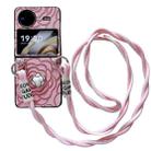 For vivo X Flip Impression Camellia Pattern Protective Phone Case with Long Lanyard(Pink) - 1