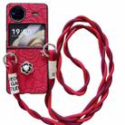 For vivo X Flip Impression Camellia Pattern Protective Phone Case with Long Lanyard(Red) - 1