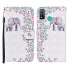 For Huawei P smart 2020 3D Painted Pattern Horizontal Flip Leather Case with Holder & Wallet & Card slot & Lanyard(Flower Elephant) - 1