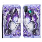 For Huawei P smart 2020 3D Painted Pattern Horizontal Flip Leather Case with Holder & Wallet & Card slot & Lanyard(Purple Butterfly) - 1