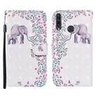 For Huawei Y6p 3D Painted Pattern Horizontal Flip Leather Case with Holder & Wallet & Card slot & Lanyard(Flower Elephant) - 1