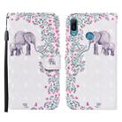 For Huawei Y6 (2019) / Honor 8A 3D Painted Pattern Horizontal Flip Leather Case with Holder & Wallet & Card slot & Lanyard(Flower Elephant) - 1