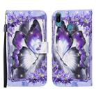 For Huawei Y6 (2019) / Honor 8A 3D Painted Pattern Horizontal Flip Leather Case with Holder & Wallet & Card slot & Lanyard(Purple Butterfly) - 1