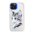 For iPhone 15 Pro Cartoon Animal Graffiti PC + TPU Phone Case(White Face Cat) - 1