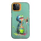 For iPhone 14 Pro Cartoon Animal Graffiti PC + TPU Phone Case(Blue Cat) - 1