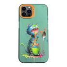 For iPhone 13 Pro Max Cartoon Animal Graffiti PC + TPU Phone Case(Blue Cat) - 1