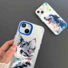 For iPhone 13 Cartoon Animal Graffiti PC + TPU Phone Case(Blue Cat) - 4