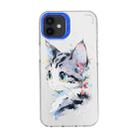 For iPhone 12 Cartoon Animal Graffiti PC + TPU Phone Case(White Face Cat) - 1